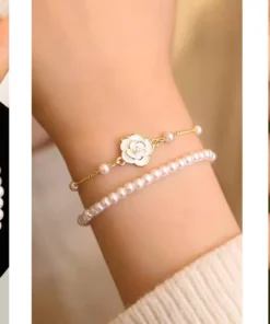 Pulsera flor con perla Rosy