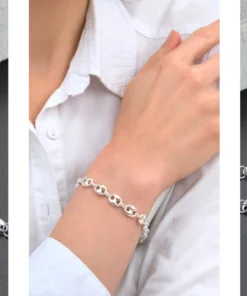 Pulsera grano de café de plata para mujer — Joya de tendencia — Elegancia atemporal para realzar tu estilo